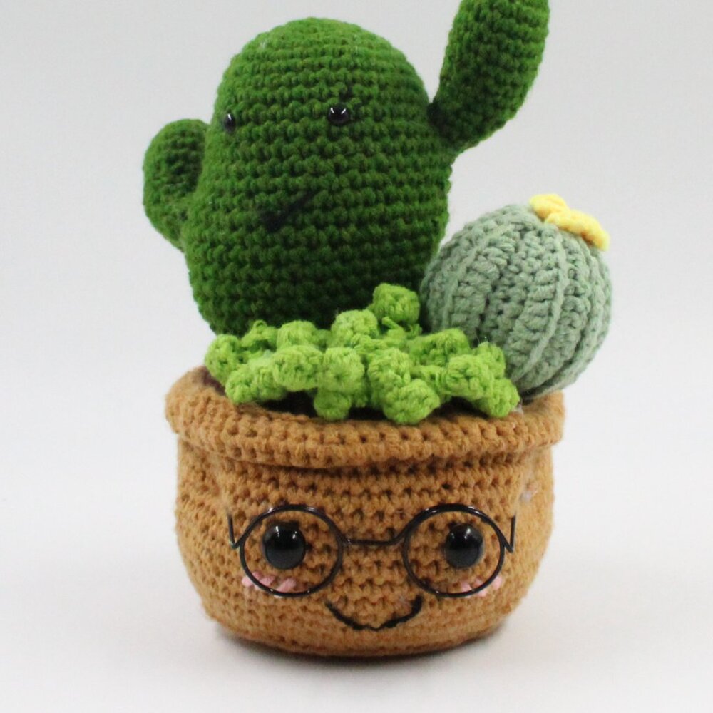 Handmade Crochet Acrylic Potted Cactus Plant Amigurumi